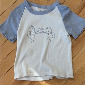 Brandy Melville Blue and White Short Sleeve baby tee